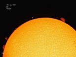 Sun  at Ha wavelength, Lunt 100 solar scope, Canon 550d camera, single exposure.