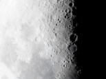 Moon through a 10" Dobsonian telescope using x2 barlow and sony a5000 camera