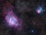 The Lagoon and Trifid Nebulae in Sagittarius