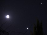 Moon, Venus and Jupiter with moons as seen from my back yard during the conjunction of June 2015